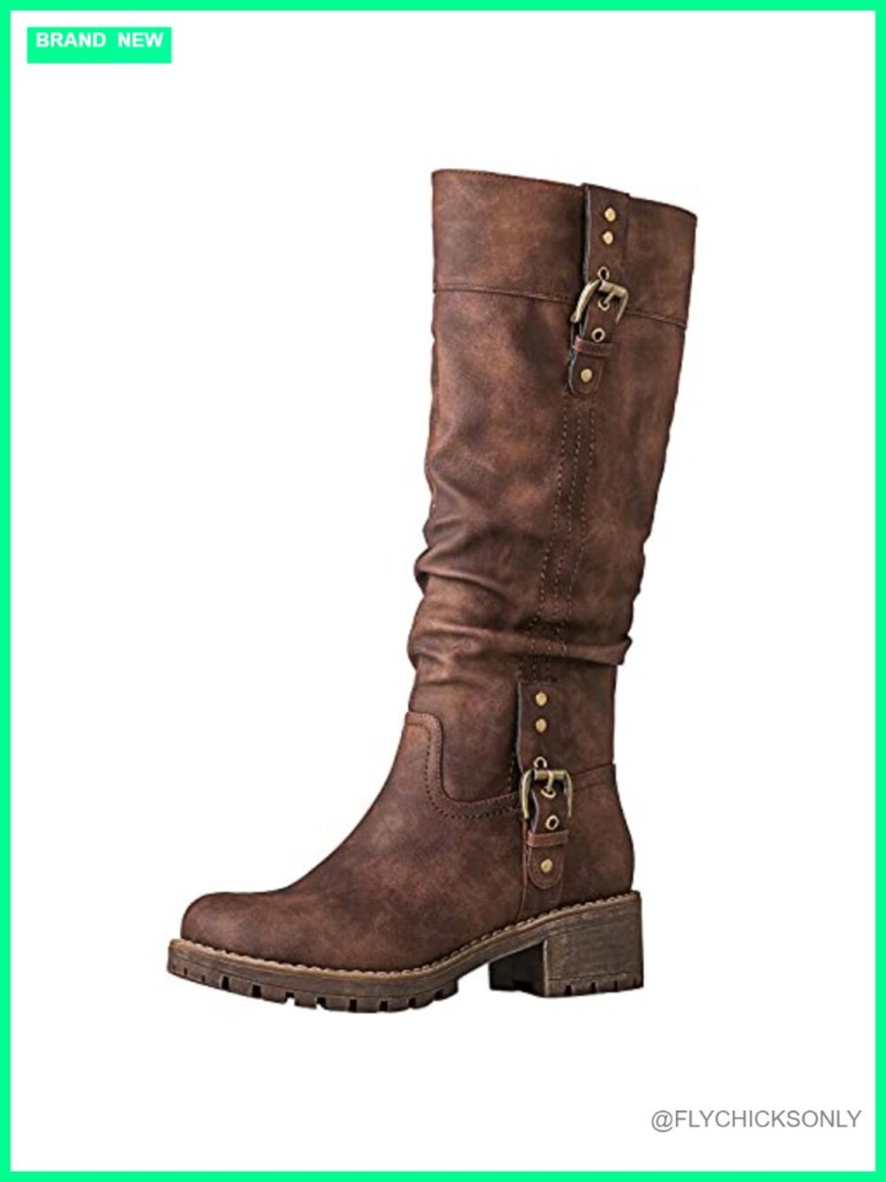 Women's Knee-High Riding Boots Faux Leather Low Heel Zip Casual